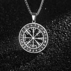 Κολιέ Πυξίδα Vegvisir Βίκινγκ Μενταγιόν μαύρο