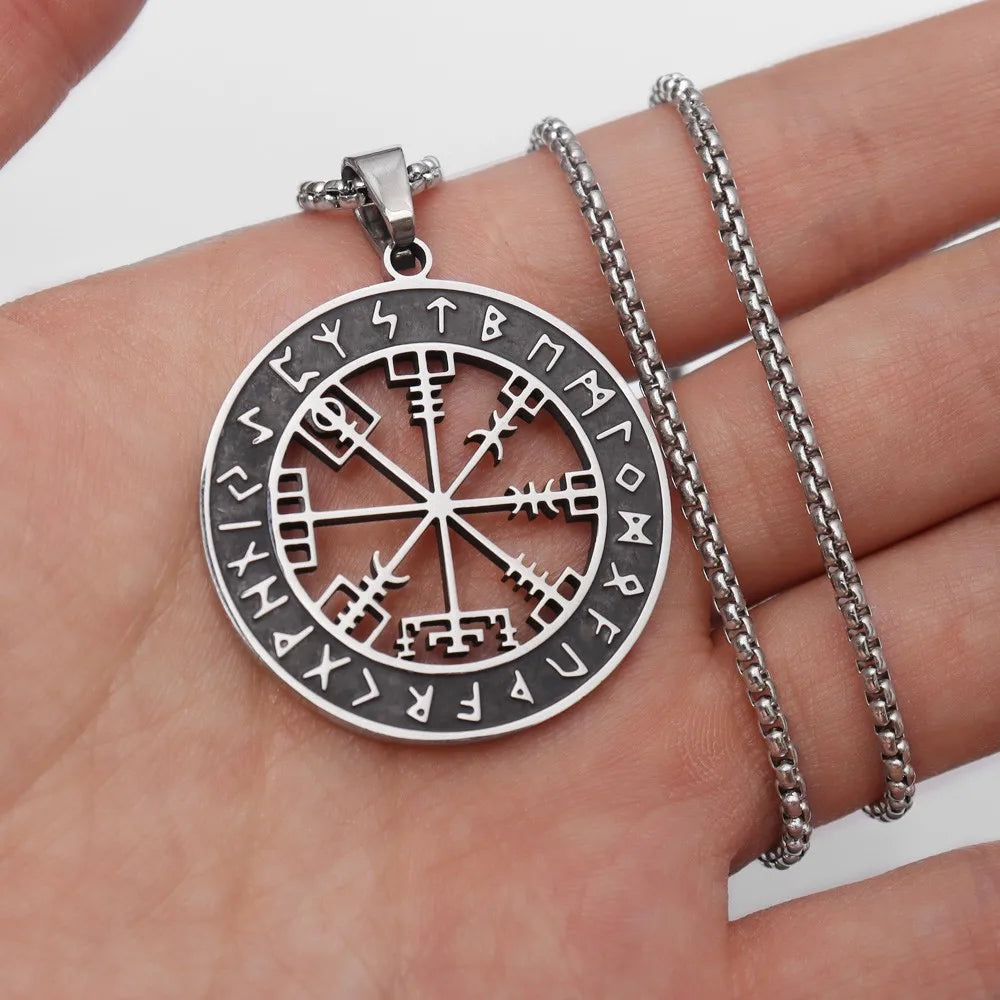 Κολιέ Πυξίδα Vegvisir Βίκινγκ Μενταγιόν ασημί
