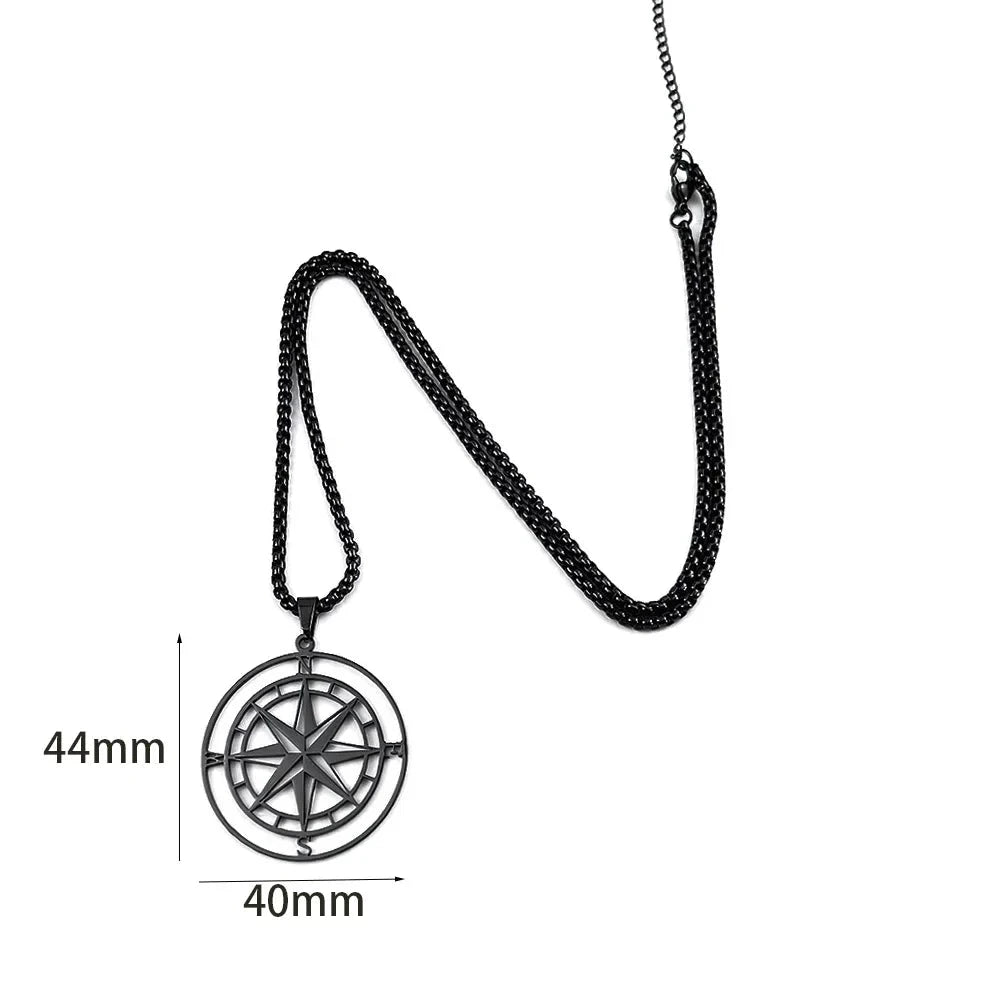 Collier Compas Pendentif Boussole Rose des Vents Points Cardinaux