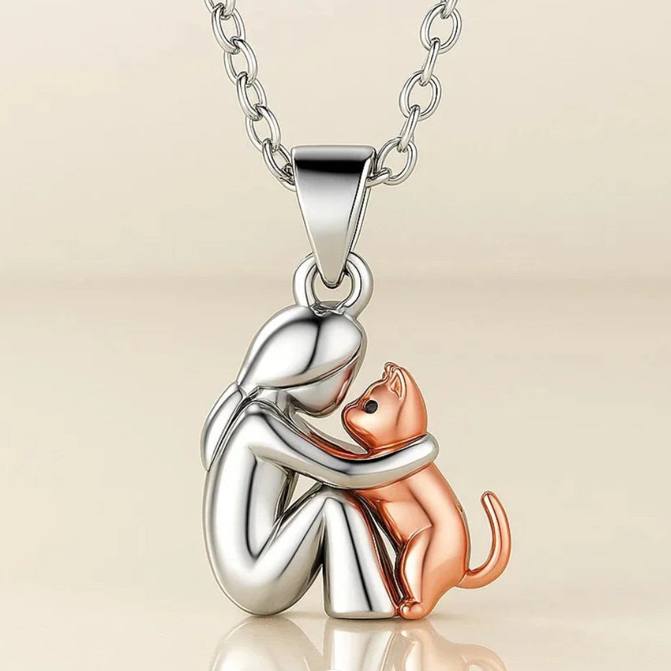 Κολιέ Αγάπης Αγκαλιά Γάτα και Δάσκαλος 