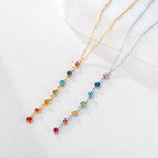 Κολιέ Προστασίας με Μακρύ Μεταλλικό Κρεμαστό από Πέτρες 7 Τσάκρα ασημί