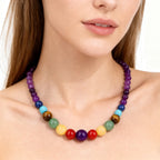 Κολιέ Προστασίας με Μενταγιόν από Πέτρες 7 Τσάκρα αμέθυστος