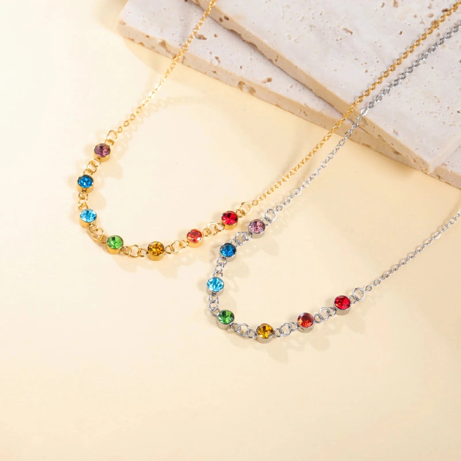 Κολιέ Προστασίας με Μενταγιόν από Πέτρες 7 Τσάκρα για Γυναίκες ασήμι