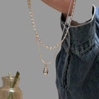 Διπλό Κολιέ με Κρεμαστό Σταγόνα Νερού