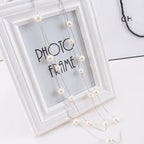 Μακρύ Διπλό Κολιέ με Μεγάλα Λευκά Μαργαριτάρια ασημένιο