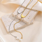 Κολιέ σε σχήμα Υ - αλυσίδα ντεκολτέ με πεταλούδα για γυναίκα ασημί