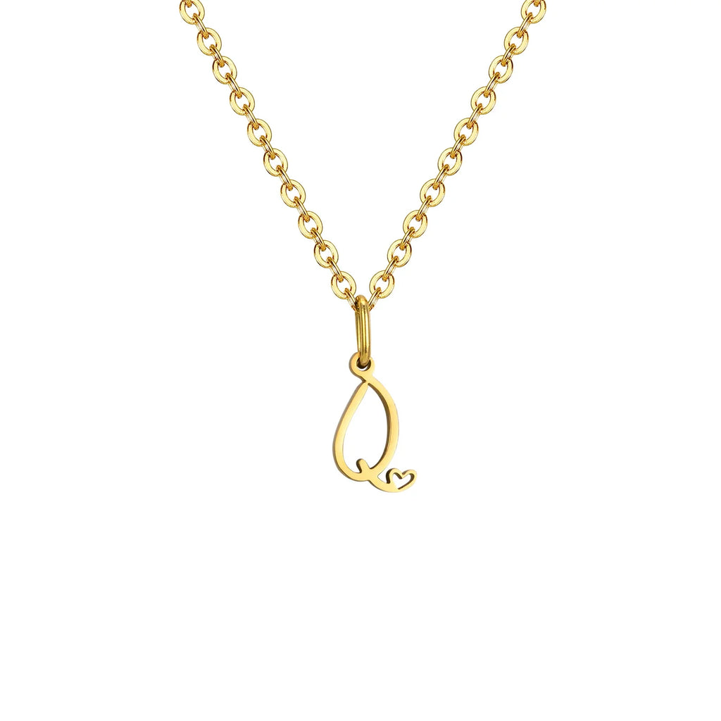 Κολιέ γυναικείο με κρεμαστό αρχικό γράμμα και καρδιά q