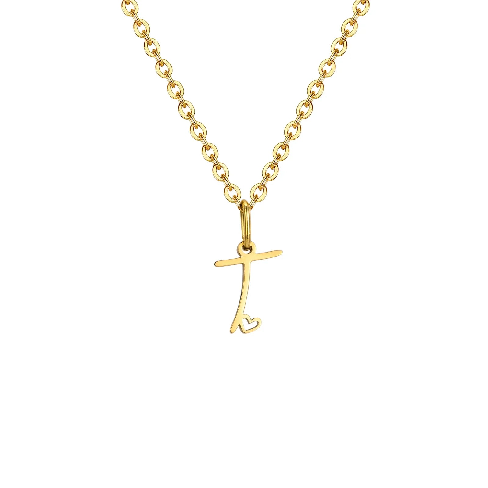 Κολιέ γυναικείο με κρεμαστό αρχικό γράμμα και καρδιά t