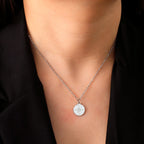 Κολιέ Γυναικείο Μεταλλικό Κρεμαστό Κύκλος Πυξίδα Ρόδο των Ανέμων Ασημί