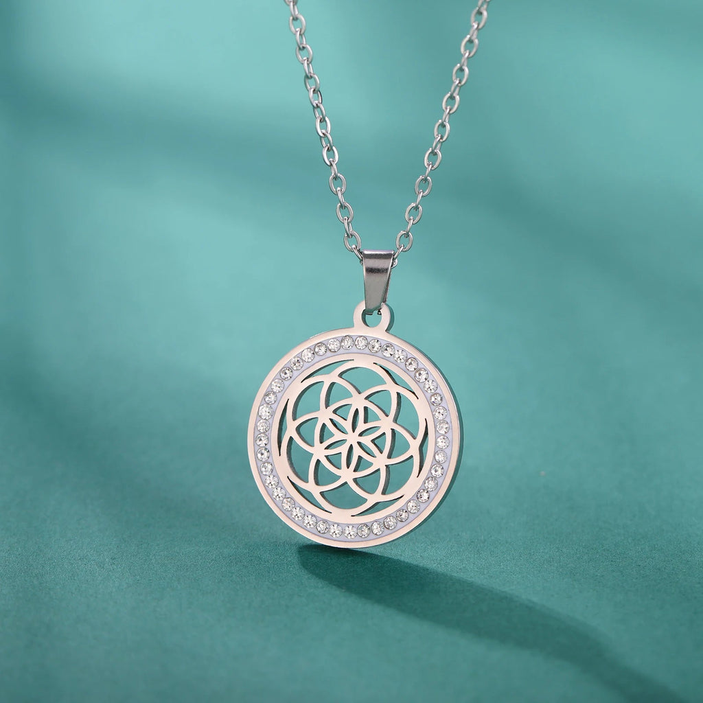 Κολιέ Σπόρος της Ζωής Γυναικείο Κρεμαστό Λουλούδι της Ζωής ασήμι