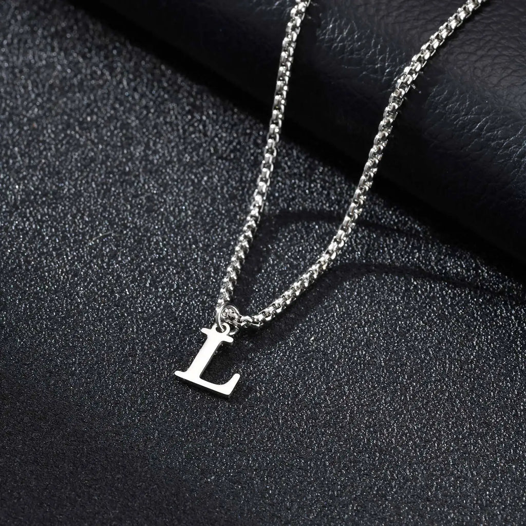 Ανδρικό κολιέ με κρεμαστό με αρχικό γράμμα l