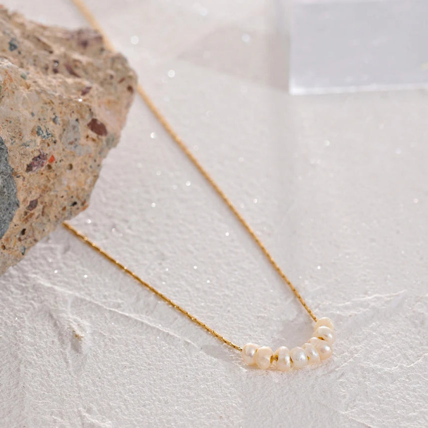 Κολιέ με Φυσικές Πέρλες χρυσό