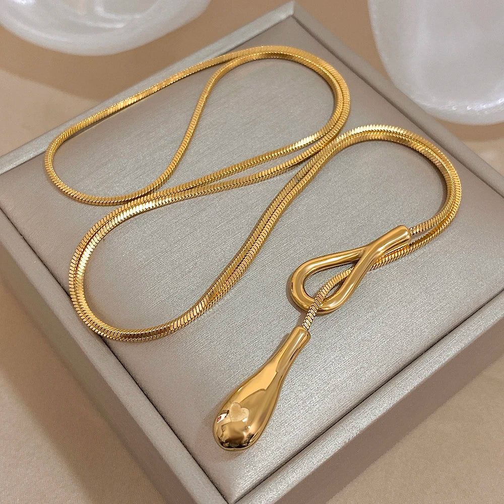 Αυθεντικό κολιέ με μενταγιόν σταγόνα νερού σε χρυσό