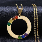 Κολιέ με μενταγιόν 7 Τσάκρα Άγιο Λουλούδι Φυσικές Πέτρες Αλυσίδα Άνδρας Γυναίκα 3 χρυσό