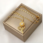 Κολιέ με μενταγιόν Καρδιά και Περιστρεφόμενο Ηλιοτρόπιο κατά του Άγχους