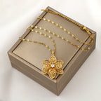 Κολιέ με μενταγιόν και όμορφο περιστρεφόμενο λουλούδι κατά του στρες