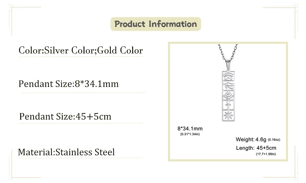 Κολιέ Μενταγιόν Καρτέλα Ιερογλυφικά Αίγυπτος 