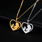 Κολιέ με μενταγιόν Γάτα & Κυρία ασήμι και χρυσό