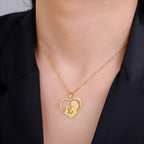 Κολιέ με μενταγιόν Γάτα & Κυρία χρυσό