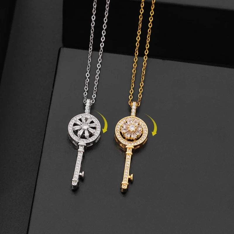 Κολιέ με κρεμαστό κλειδί που γυρίζει κατά του στρες ασημένιο