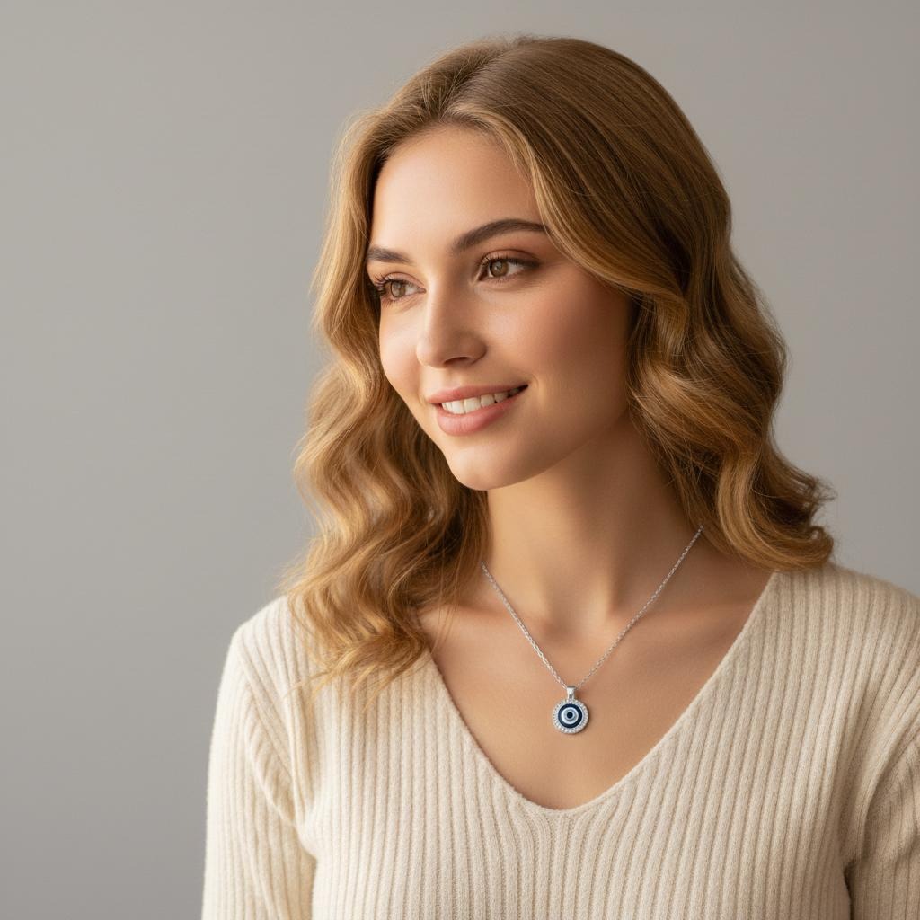 Κολιέ μενταγιόν κατά του κακού ματιού μπλε ελληνικό τουρκικό Ματιάσμα Ματάκι 