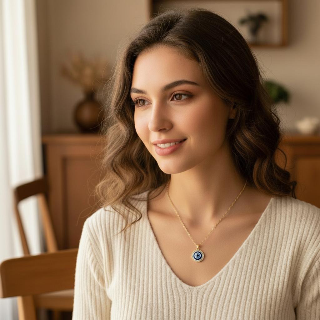 Κολιέ μενταγιόν κατά του κακού ματιού μπλε ελληνικό τουρκικό Ματιάσμα Ματάκι 