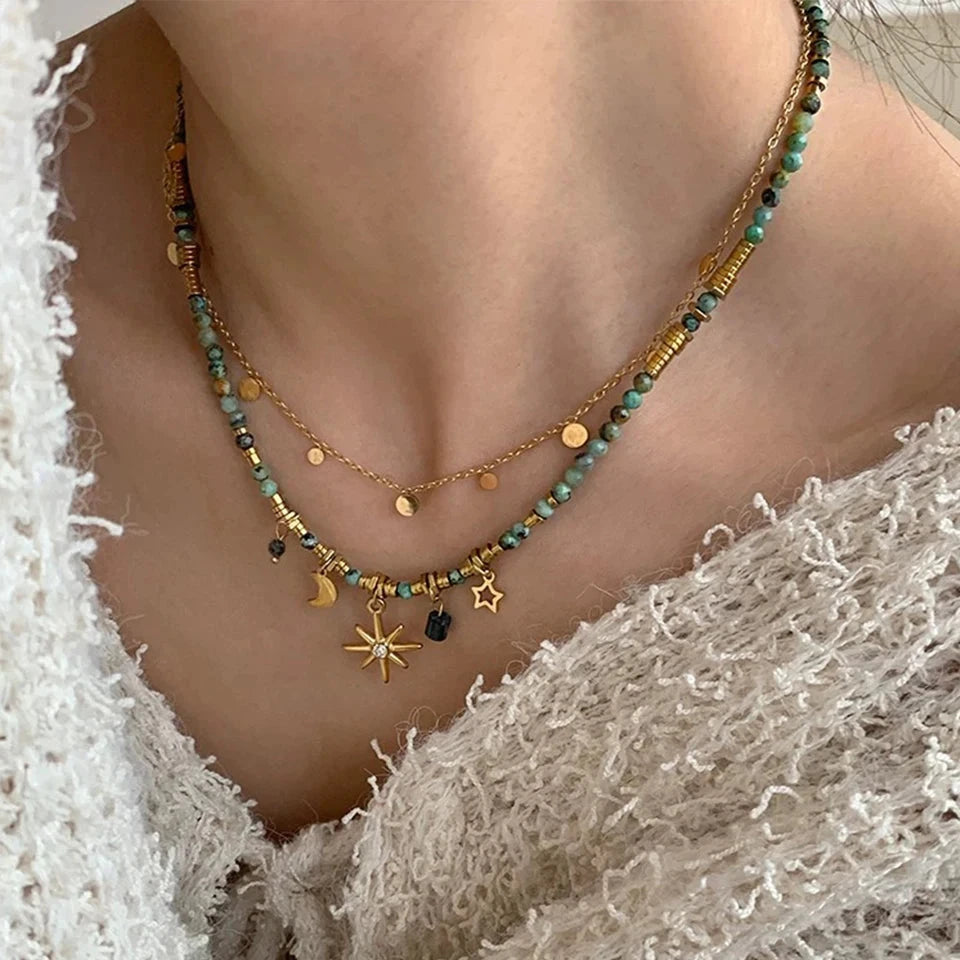 Κολιέ με μενταγιόν αστέρι σε μποέμ στυλ