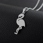 Κολιέ Μεγαλοπρεπής Ροζ Φλαμίνγκο Ασημένιο