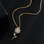 Κολιέ με μενταγιόν περιστρεφόμενο ηλιοτρόπιο κατά του στρες χρυσό