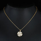 Κολιέ με μενταγιόν λουλούδι από ζιρκόνιο, περιστρεφόμενο, αντιστρες, χρυσό