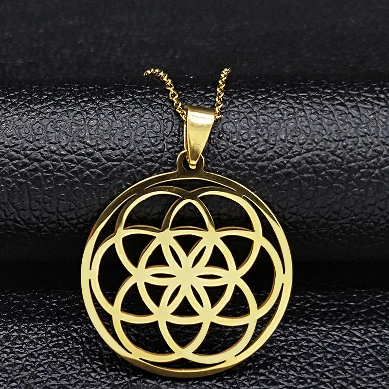Collier Pendentif Graine de Vie Homme Femme or