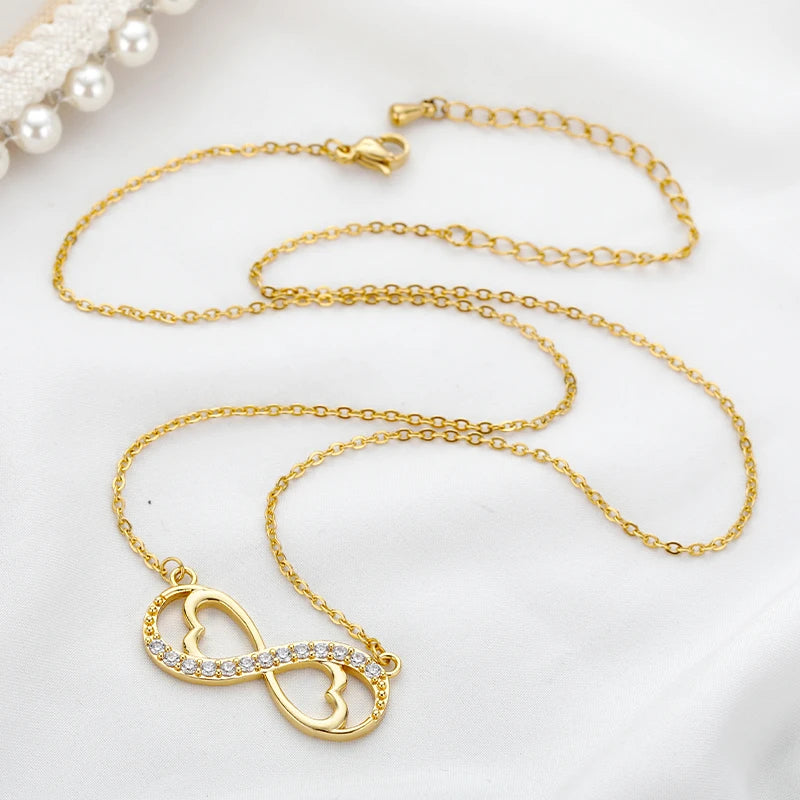 Collier Pendentif Infini Coeur Et Zircon or