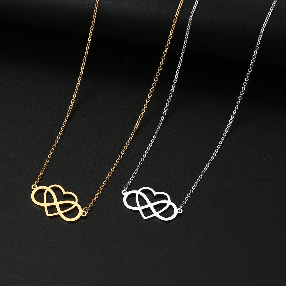 Κολιέ με μενταγιόν άπειρο και καρδιά για γυναίκες ασήμι