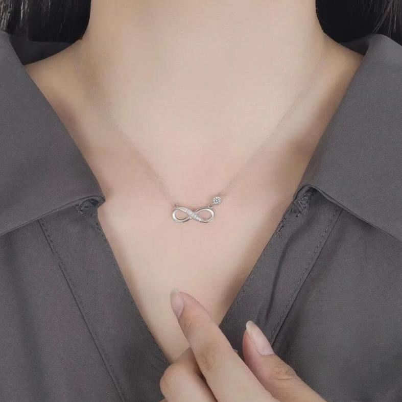 Κολιέ με κρεμαστό άπειρο ζιργκόν για γυναίκες από ασήμι