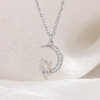 Κολιέ με μενταγιόν φεγγάρι και γάτες με κρύσταλλο