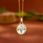 Κολιέ με μενταγιόν χρυσό και λευκό με ζώδιο 12 αστερισμοί κριός