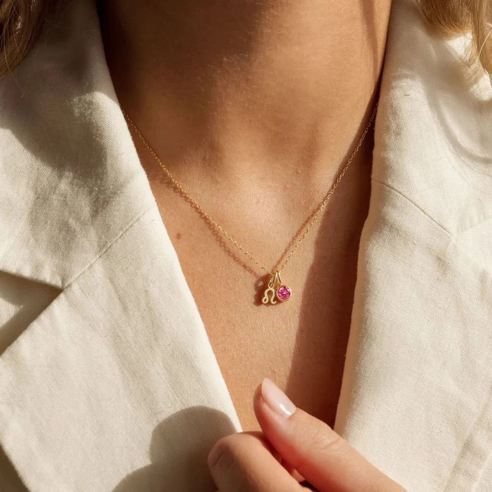 Κολιέ με Μενταγιόν Λίθο Γέννησης με Ζώδιο Ασήμι & Χρυσό 