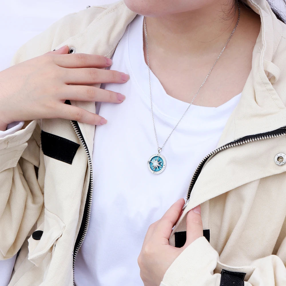 Κολιέ με Περιστρεφόμενο Κρεμαστό Πυξίδα Ρόδα του Ανέμου