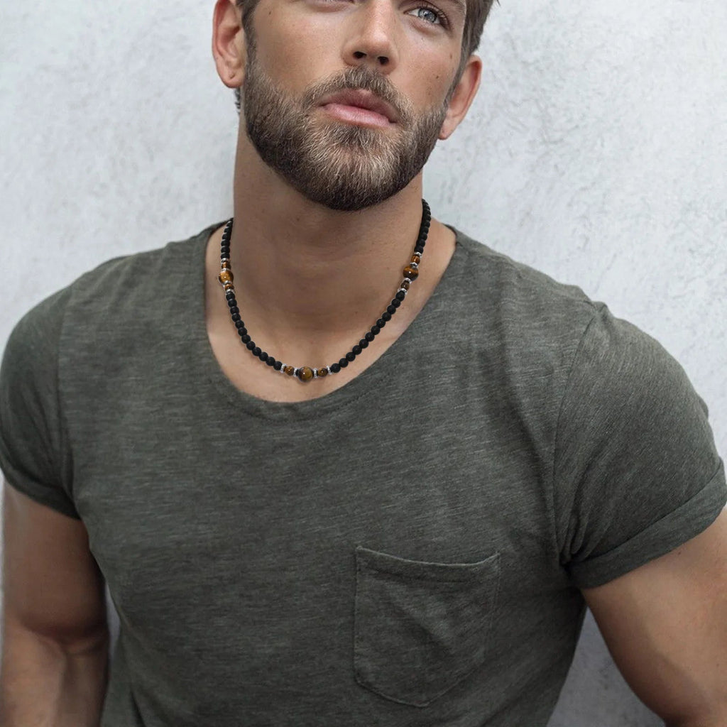 Κολιέ με λίθο Μάτι Τίγρης για άντρες