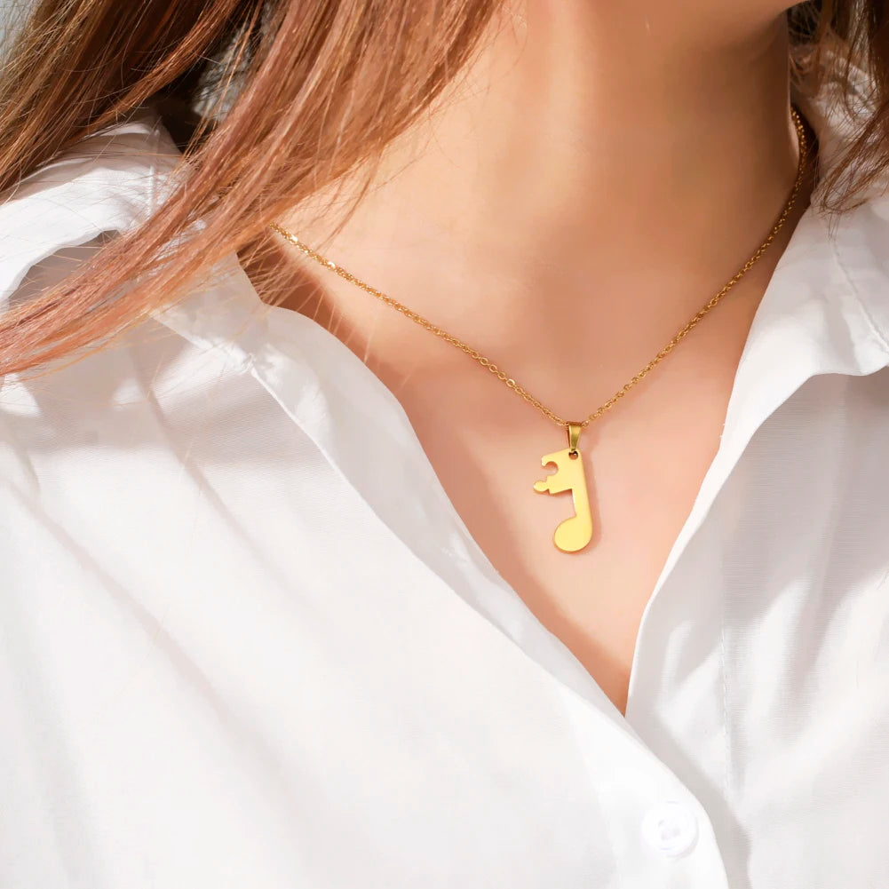 Κολιέ για Ζευγάρια με Μενταγιόν Νότες Μουσικής σε Χρυσό