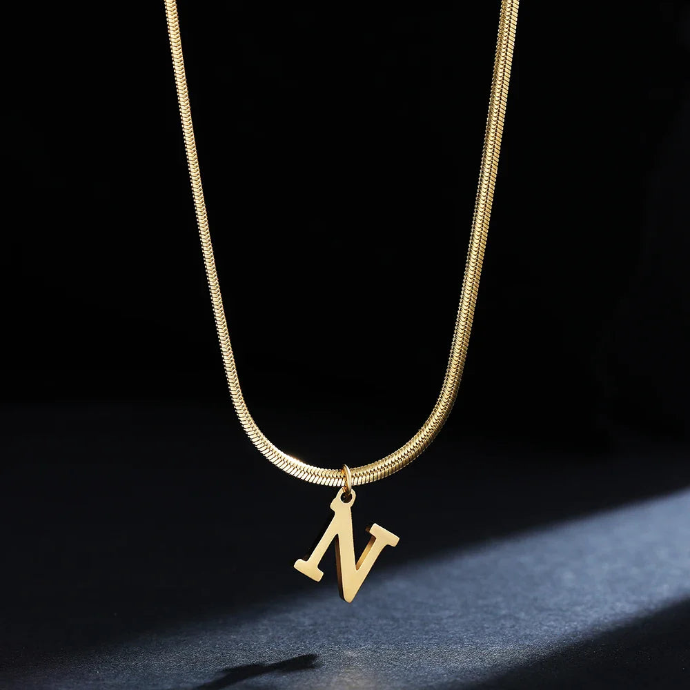 Γυναικείο choker κολιέ με μενταγιόν αρχικού n