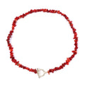 Κολιέ Choker με μενταγιόν από φυσικές πέτρες κόκκινο κοράλλι