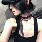 Κολιέ choker με κρεμαστό μαύρο φιόγκο