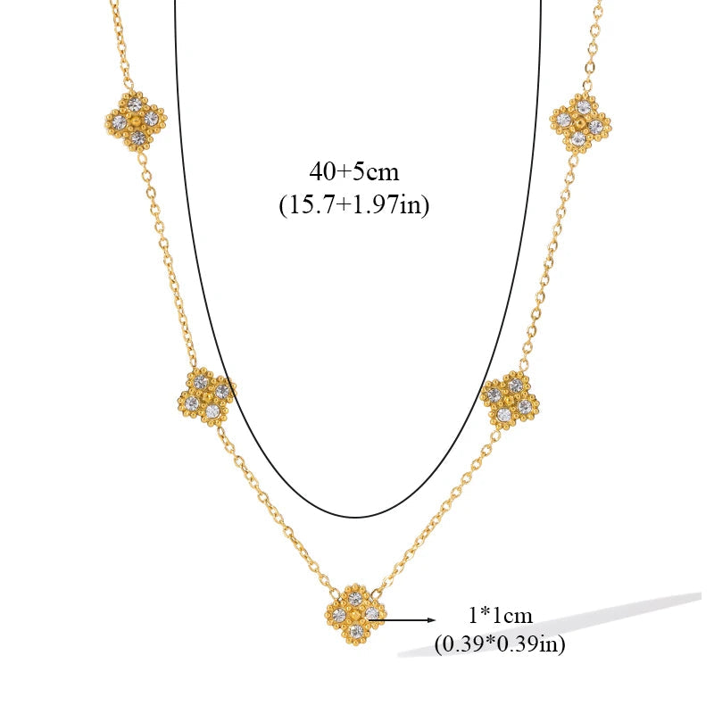 Κολιέ Κοντό με Κρεμαστά Τετράφυλλο Τριφύλλι