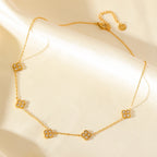 Κολιέ Κοντό με Κρεμαστά Τετράφυλλο Τριφύλλι