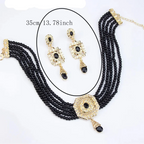 Κολιέ choker με μαργαριτάρια, με μενταγιόν και κρεμαστά αραβικά σκουλαρίκια