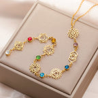 Κολιέ Κοντό με Κρεμαστό με Πέτρες Ζιρκονίου 7 Τσάκρα χρυσό