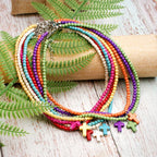 Κολιέ Κοντό με Μενταγιόν Σταυρός Φυσική Πέτρα Γυναικείο πράσινο