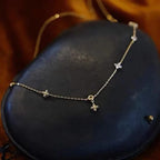 Κολιέ Choker με μενταγιόν λουλούδι από ζιρκόν ασημί