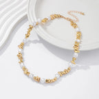 Κολιέ Κοντό με Κρεμαστά Μαργαριτάρια για Γυναίκες χρυσό